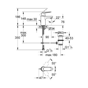 Смеситель для раковины Grohe Eurosmart Cosmopolitan 32825000