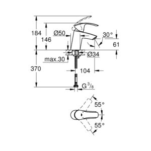 Смеситель для раковины Grohe Eurosmart 32467002
