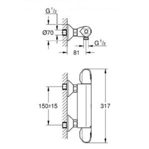 Смеситель термостатический для душа Grohe Grohtherm 1000 34143003