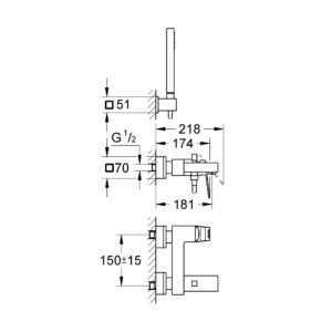 Смеситель для ванны Grohe Eurocube 23141000