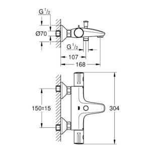 Смеситель термостатический для ванны Grohe Grohtherm 800 34567000