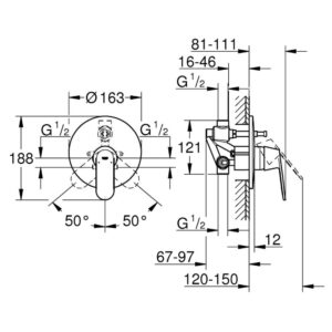Смеситель скрытого монтажа для душа Grohe Eurosmart Cosmopolitan 32879000 на два потребителя