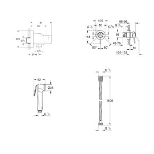 Набор для гигиенического душа со смесителем Grohe BauClassic 111048