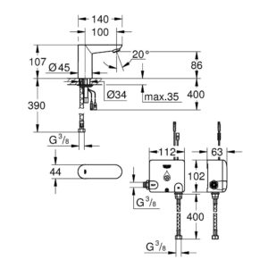 Кран для раковины бесконтактный Grohe Euroeco Cosmopolitan E 36384000