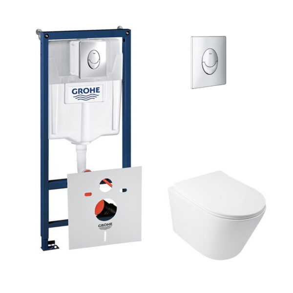 Набор инсталляция 4 в 1 Grohe Rapid SL 38721001 + унитаз с сиденьем Qtap Swan QT16335178W фото 