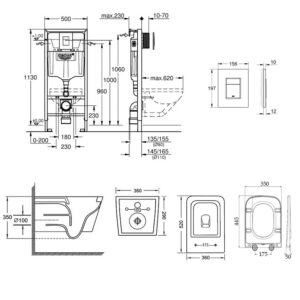 Набор инсталляция 4 в 1 Grohe Rapid SL 38772001 + унитаз с сиденьем Qtap Crow QT05335170W