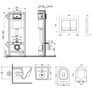 Набор Qtap инсталляция Nest M425-M06CRM + унитаз с сиденьем Jay QT07335176W