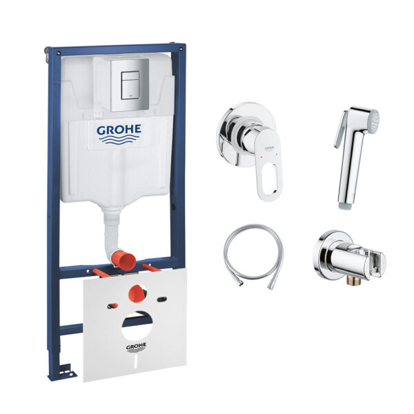 Комплект Grohe инсталляция Rapid SL 38772001 + набор для гигиенического душа со смесителем BauLoop 111042 фото 