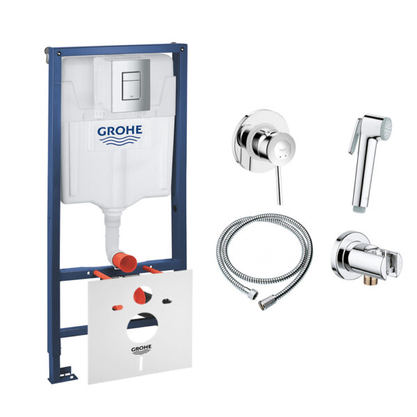 Комплект Grohe инсталляция Rapid SL 38772001 + набор для гигиенического душа со смесителем BauClassic 111048 фото 