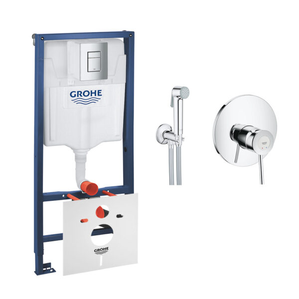 Комплект Grohe инсталляция Rapid SL 38772001 + набор для гигиенического душа со смесителем BauClassic 2904800S фото 