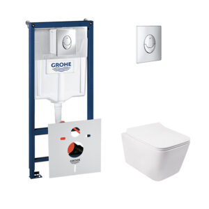 Набор инсталляция 4 в 1 Grohe Rapid SL 38721001 + унитаз с сиденьем Qtap Crow QT05335170W