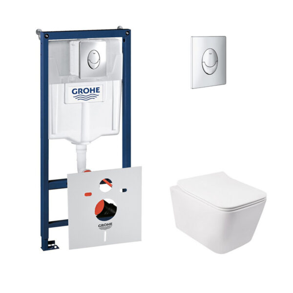 Набор инсталляция 4 в 1 Grohe Rapid SL 38721001 + унитаз с сиденьем Qtap Crow QT05335170W фото 