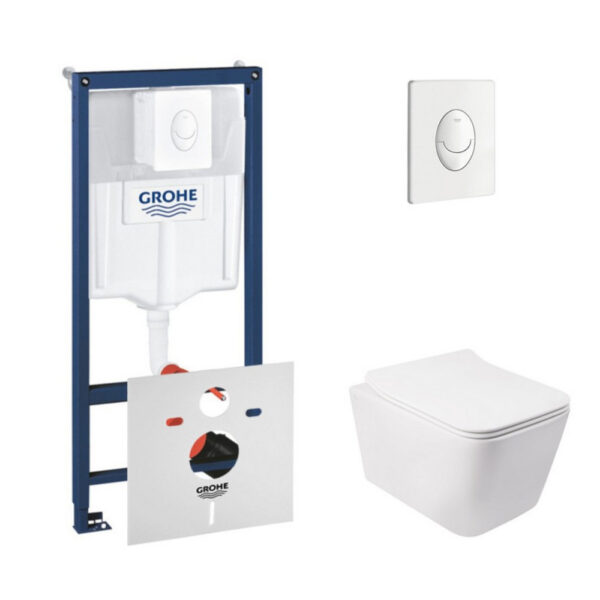 Набор инсталляция 4 в 1 Grohe Rapid SL 38722001 + унитаз с сиденьем Qtap Crow QT05335170W фото 