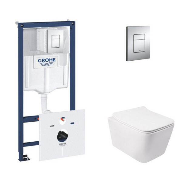 Набор инсталляция 5 в 1 Grohe Rapid SL 38827000 + унитаз с сиденьем Qtap Crow QT05335170W фото 