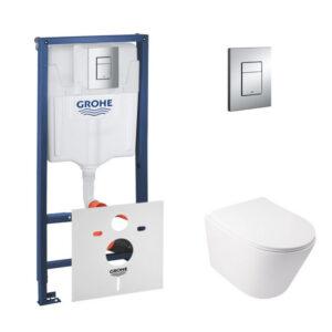 Набор инсталляция 4 в 1 Grohe Rapid SL 38772001 + унитаз с сиденьем Qtap Swan QT16335178W