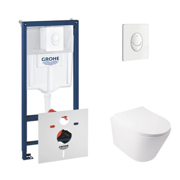 Набор инсталляция 4 в 1 Grohe Rapid SL 38722001 + унитаз с сиденьем Qtap Swan QT16335178W фото 