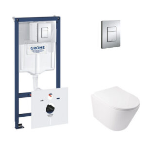 Набор инсталляция 5 в 1 Grohe Rapid SL 38827000 + унитаз с сиденьем Qtap Swan QT16335178W