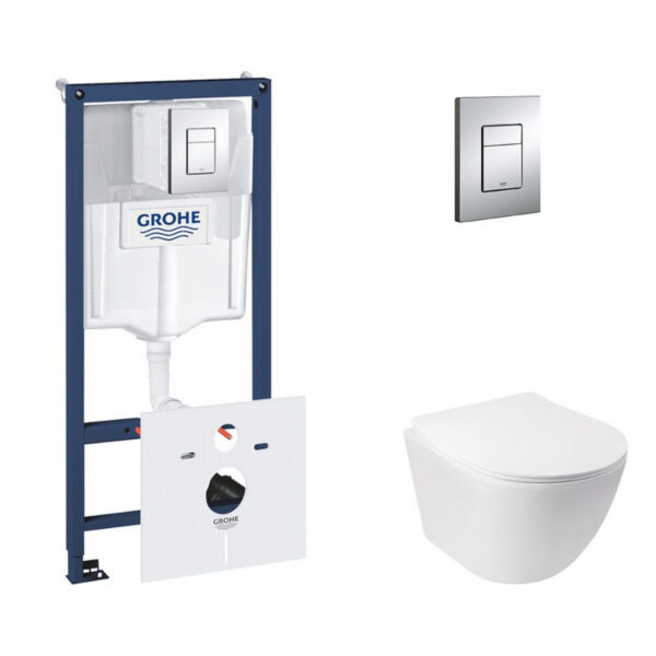 Набор инсталляция 5 в 1 Grohe Rapid SL 38827000 + унитаз с сиденьем Qtap Jay QT07335176W фото 