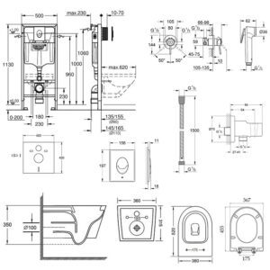 Комплект инсталляция Grohe Rapid SL 38722001 + унитаз с сиденьем Qtap Jay QT07335176W + набор для гигиенического душа со смесителем Grohe BauClassic 111048
