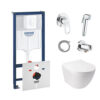 Комплект инсталляция Grohe Rapid SL 38722001 + унитаз с сиденьем Qtap Jay QT07335176W + набор для гигиенического душа со смесителем Grohe BauLoop 111042