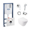 Комплект инсталляция Grohe Rapid SL 38772001 + унитаз с сиденьем Qtap Swan QT16335178W + набор для гигиенического душа со смесителем Grohe BauLoop 111042