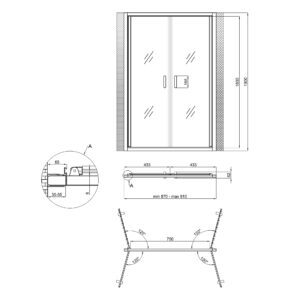 Душевая дверь в нишу Qtap Gemini CRM209.C6 90х190 см, стекло Clear 6 мм, покрытие CalcLess