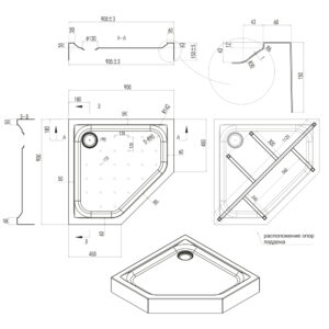Душевой поддон Qtap Leoscorp 309915 90х90 см + сифон