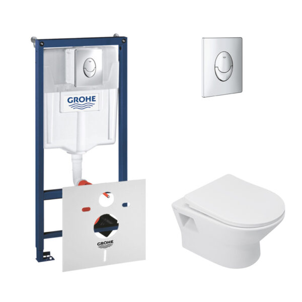 Набор инсталляция 4 в 1 Grohe Rapid SL 38721001 + унитаз с сиденьем Qtap Lark QT0331159W фото 