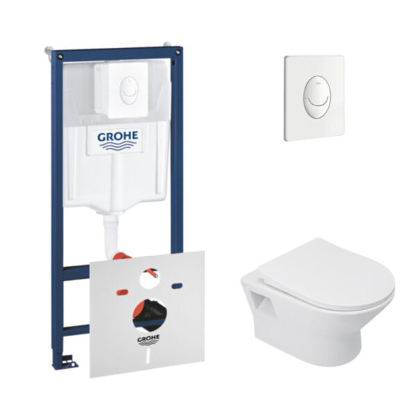 Набор инсталляция 4 в 1 Grohe Rapid SL 38722001 + унитаз с сиденьем Qtap Lark QT0331159W фото 