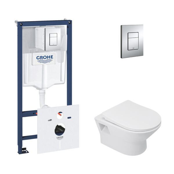 Набор инсталляция 5 в 1 Grohe Rapid SL 38827000 + унитаз с сиденьем Qtap Lark QT0331159W фото 