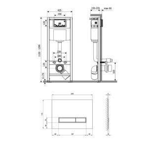 Набор инсталляция 4 в 1 Qtap Nest ST с линейной панелью смыва QT0133M425V1107GB