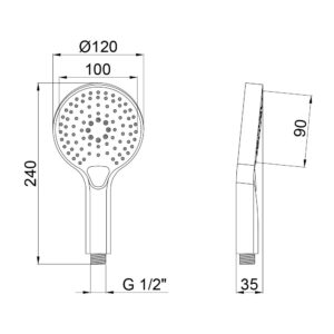 Лейка для ручного душа Qtap Rucni A120O3KBB