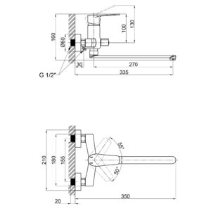 Смеситель для ванны Qtap Terezin 3224101GC