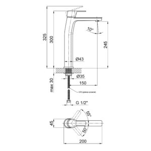 Смеситель для раковины Qtap Zdenek 1032H102C