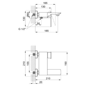 Смеситель для ванны Qtap Lodenice 3031102KC