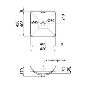 Раковина Qtap Jay 420х420х155 White с донным клапаном QT0711K424W