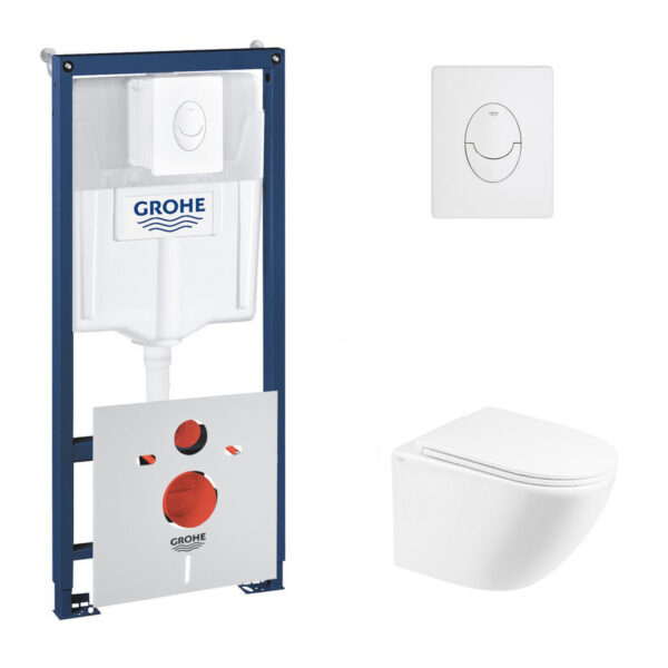 Набор инсталляция 4 в 1 Grohe Rapid SL 38722001 + унитаз с сиденьем Qtap Robin QT1333046ENRW фото 