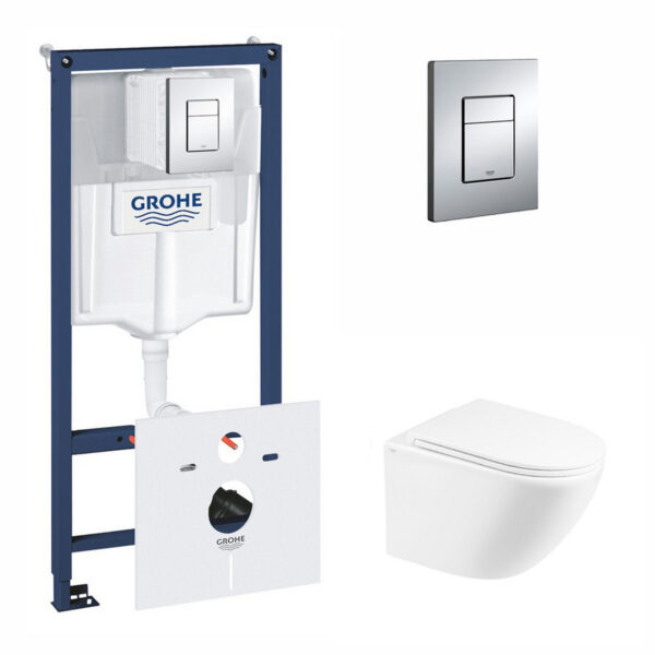 Набор инсталляция 5 в 1 Grohe Rapid SL 38827000 + унитаз с сиденьем Qtap Robin QT1333046ENRW фото 