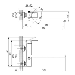 Смеситель для ванны Qtap Stenava 3245102FC
