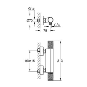 Смеситель термостатический для душа Grohe Grohtherm 1000 Performance 34776000