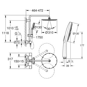 Душевая система Grohe Rainshower Smartactive 27966001