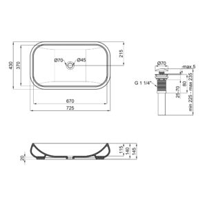 Раковина-чаша Qtap Jay 695х410х150 White с донным клапаном QT07112166W