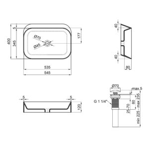 Раковина-чаша Qtap Scorpio 550х390х120 Matt black с донным клапаном QT14112243MB