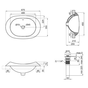 Раковина Qtap Leo 660x425x250 White с донным клапаном QT11114032W
