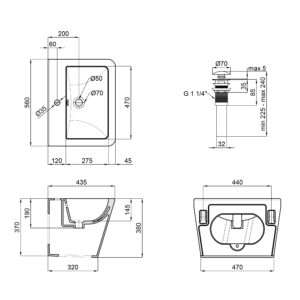 Раковина подвесная моноблок Qtap Tern 565х445х385 White с донным клапаном QT1711003GW