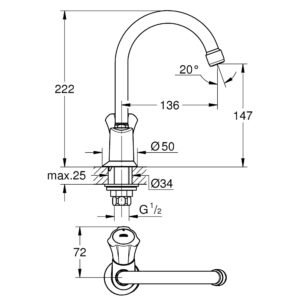 Кран на одну воду для раковины Grohe Costa L-Size 20393001