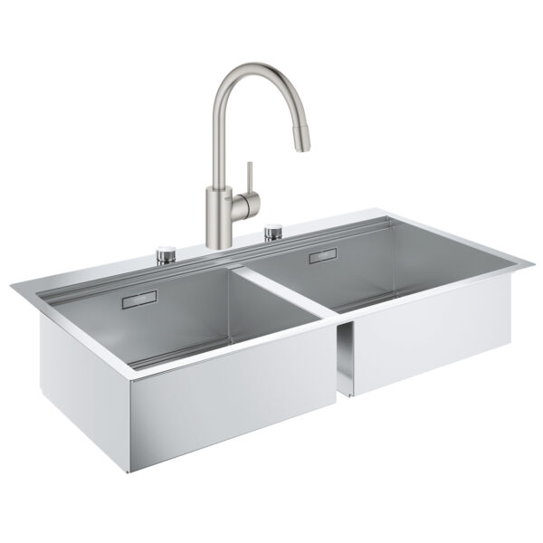 Набор Grohe мойка кухонная K800 31585SD0 + смеситель Concetto 32663DC3 фото 