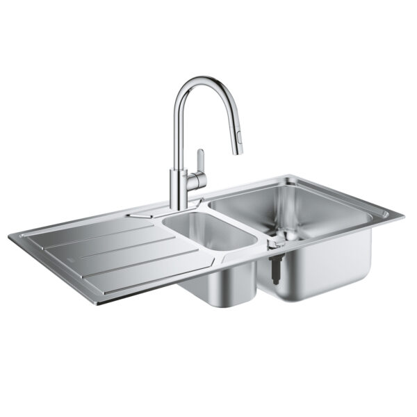 Набор Grohe мойка кухонная K500 31572SD0 + смеситель Eurostyle Cosmopolitan 31482003 фото 