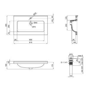 Раковина Qtap Albatross 01 815х467х195 White с донным клапаном QT0111FL8167CW