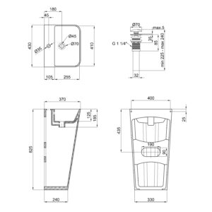 Раковина напольная моноблок Qtap Tern 440х380х830mm White с донным клапаном QT1711G302W